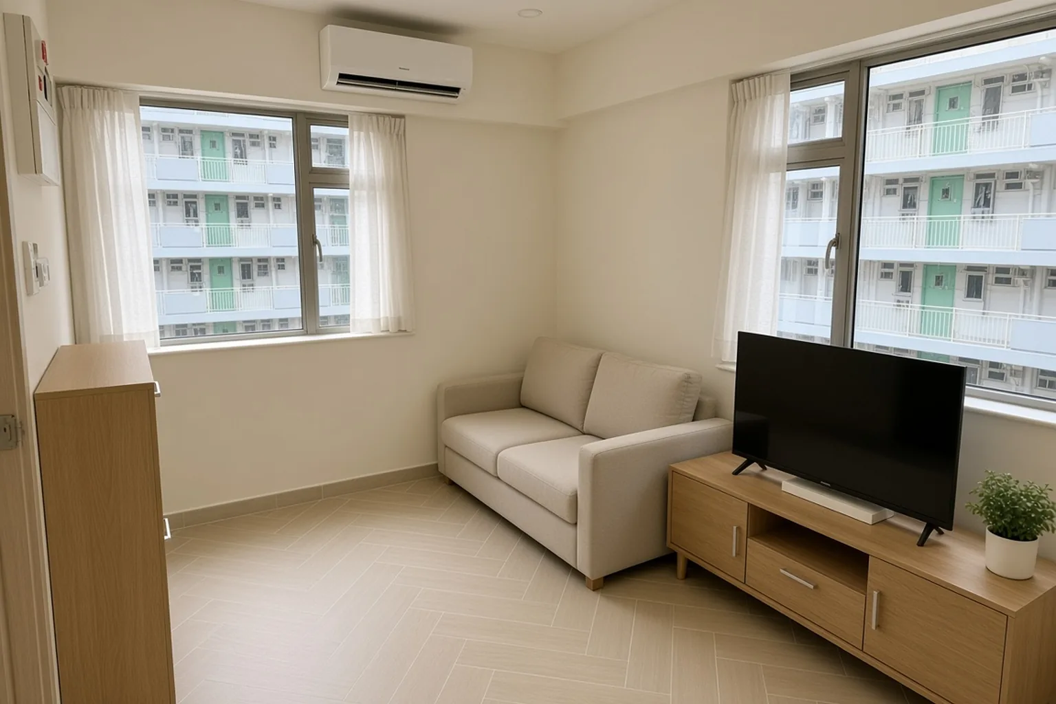 公屋 奶油風客廳 完工